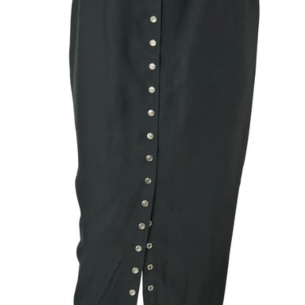 Vtg Dolce & Gabbana Y2K Black Pencil Skirt DG Logo Hardware Snaps Italy Sz 44